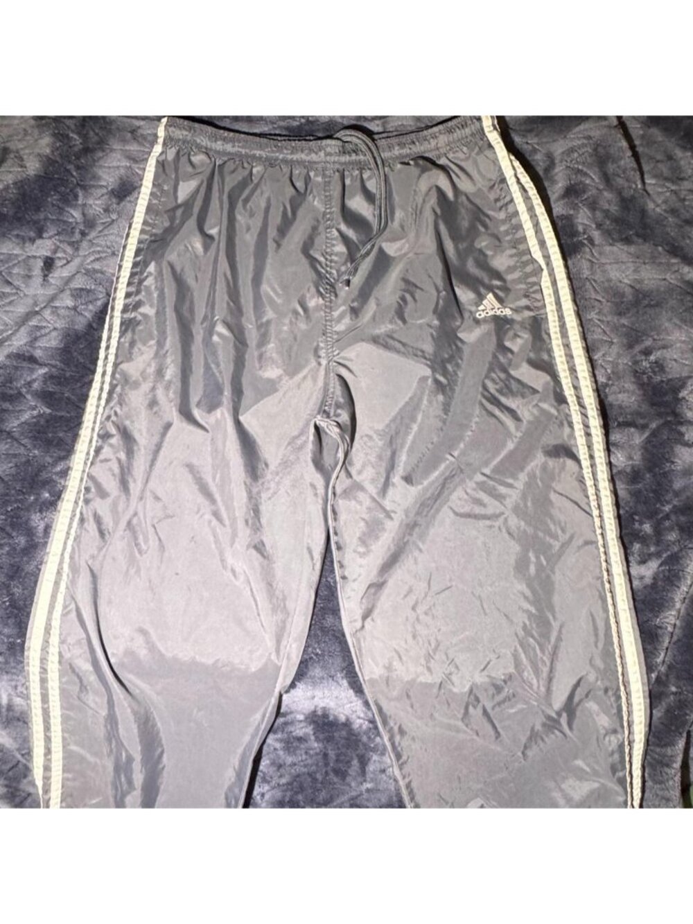 Vintage 90s/Y2K Adidas Nylon Track Pants Grey - Size L